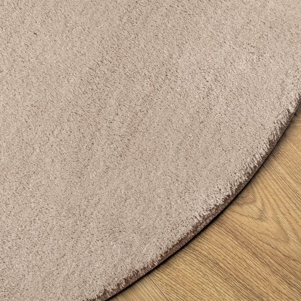 vidaXL Teppich HUARTE Kurzflor Weich und Waschbar Sandfarben &Oslash; 120 cm