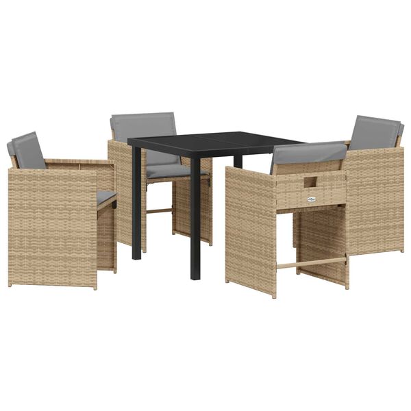 vidaXL Garten Essgruppe 5 pcs Beige Poly-Rattan