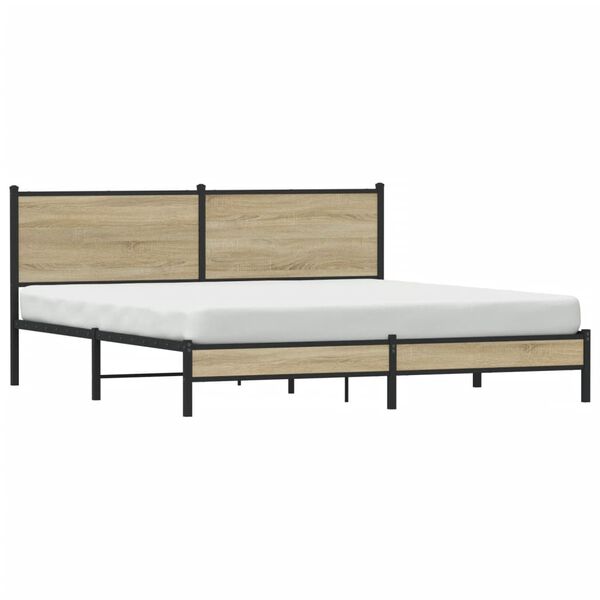 vidaXL Metallbett ohne Matratze Sonoma-Eiche 180x200 cm