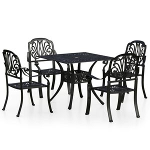 vidaXL 5-tlg. Bistro-Set Aluminiumguss Schwarz