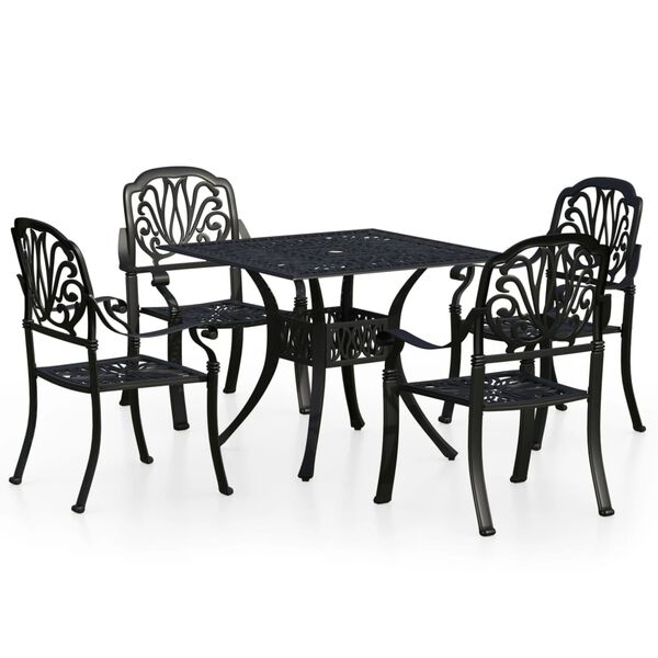 vidaXL 5-tlg. Bistro-Set Aluminiumguss Schwarz