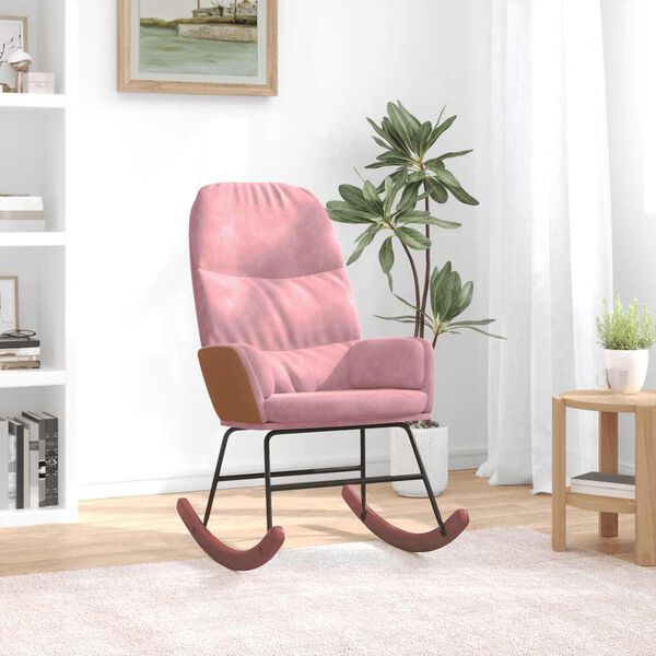 vidaXL Schaukelstuhl Rosa Samt