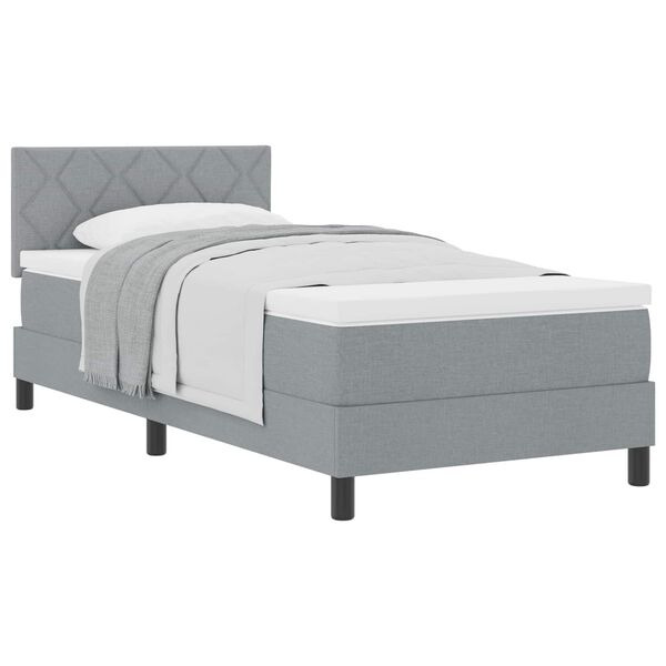 vidaXL Boxspringbett mit Matratze Hellgrau 90 x 190 cm Stoff