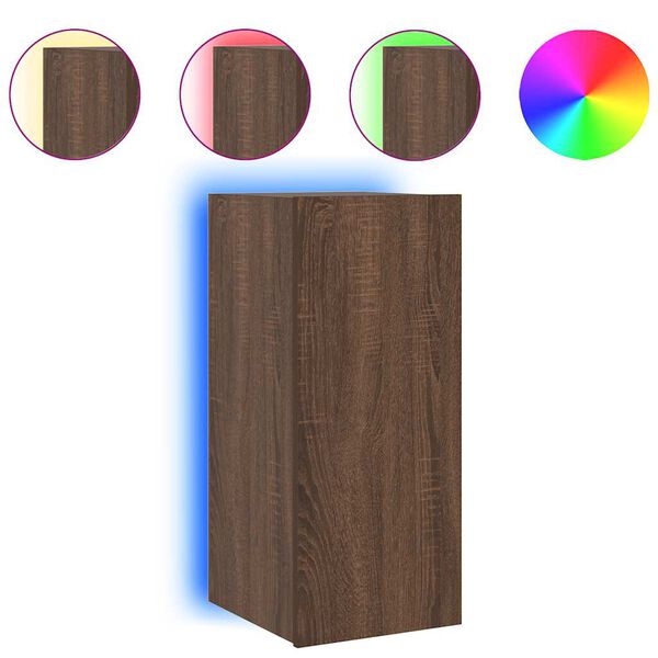 vidaXL TV-Wandschrank mit LED-Leuchten Braun Eichen-Optik 30,5x35x70cm