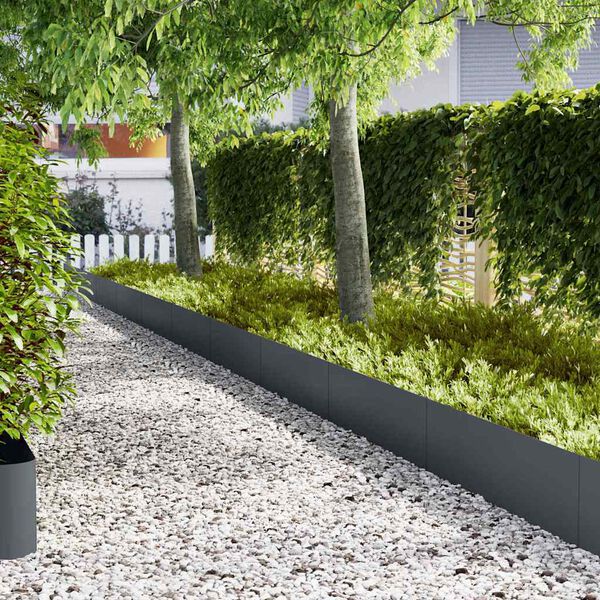 vidaXL Raseneinfassung 50 pcs Anthrazit 100 x 0,05 x 20 cm