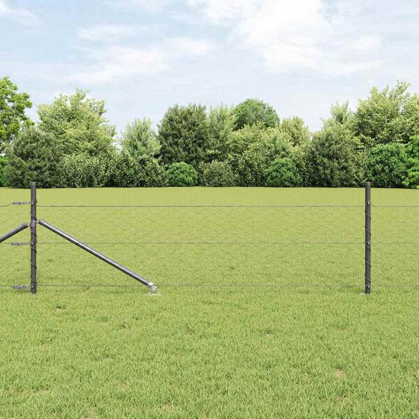 vidaXL Zaunpfosten Grau 25 x 0,8 m (50 mm Mesh) Stahl und PVC