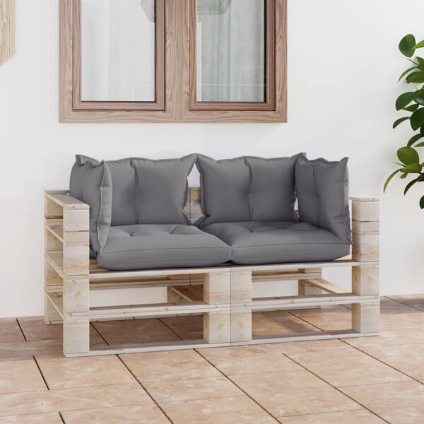 vidaXL Garten-Palettensofa 2-Sitzer mit Kissen Kiefernholz