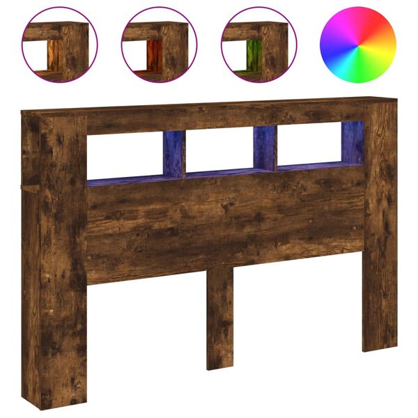 vidaXL LED-Kopfteil Räuchereiche 160x18,5x103,5 cm Holzwerkstoff