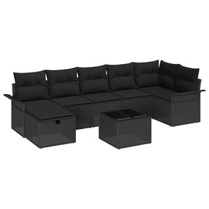 vidaXL Garten-Sofa-Set mit Kissen 8 pcs Schwarz Poly Rattan