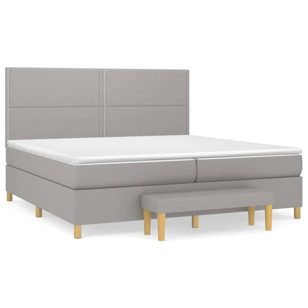 vidaXL Boxspringbett mit Matratze Hellgrau 200x200 cm Stoff