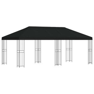vidaXL Gartenpavillon 6 x 3 m Schwarz Polyester und Stahl 190 gsm