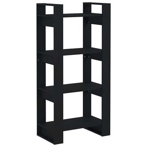 vidaXL B&uuml;cherregal/Raumteiler Schwarz 60x35x125 cm Massivholz