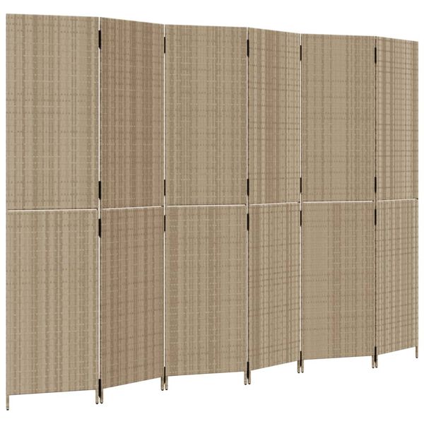 vidaXL Paravent 6-tlg. Beige Poly Rattan