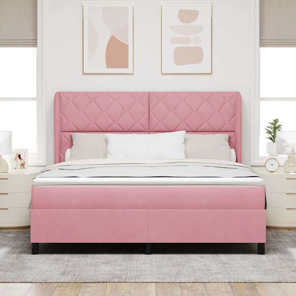 vidaXL Boxspringbett mit Matratze Rosa 200 x 180 cm Polyester