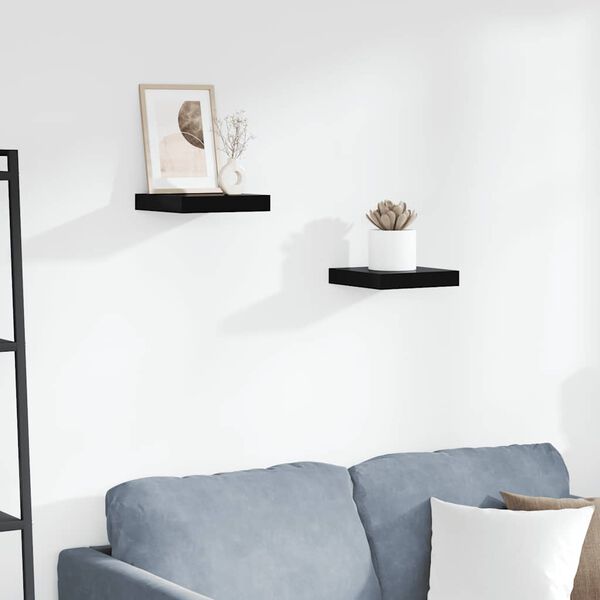 vidaXL Schweberegale 2 Stk. Hochglanz-Schwarz 23x23,5x3,8 cm MDF