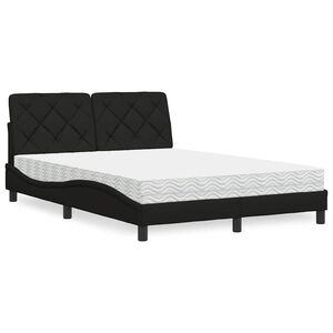 vidaXL Bett mit Matratze Schwarz 140x200 cm Stoff
