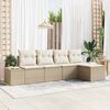 vidaXL Garten-Sofa-Set mit Kissen 5 pcs Beige und Creme Poly-Rattan