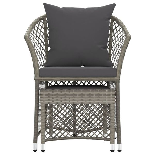 vidaXL 2-tlg. Garten-Lounge-Set mit Kissen Grau Poly Rattan