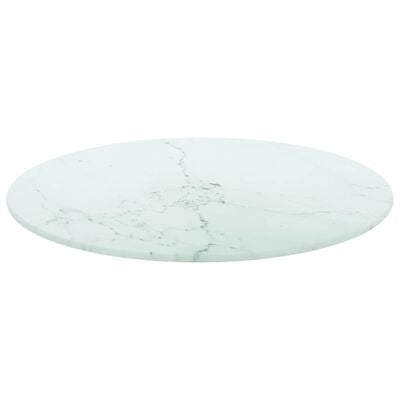 vidaXL Tischplatte Weiß Ø40x0,8 cm Hartglas in Marmoroptik