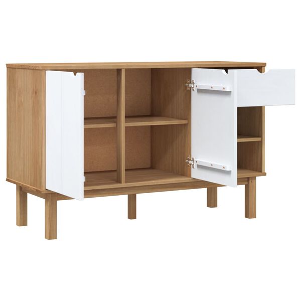 vidaXL Sideboard OTTA Braun&Weiß 114x43x73,5 cm Massivholz Kiefer