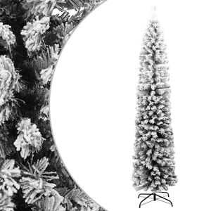 vidaXL K&uuml;nstlicher Weihnachtsbaum Schlank mit Schnee Gr&uuml;n 180 cm PVC