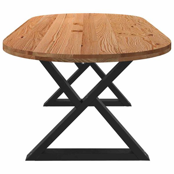 vidaXL Esstisch Hellbraun 220x100x74 cm Massivholz Eiche Oval