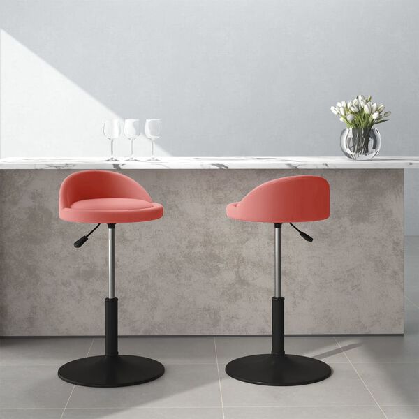 vidaXL Esszimmerst&uuml;hle 2 Stk. Drehbar Rosa Samt