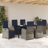 vidaXL Garten Essgruppe mit Kissen 7 pcs Grau Poly-Rattan