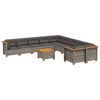 vidaXL 11-tlg. Garten-Sofagarnitur mit Kissen Grau Poly Rattan