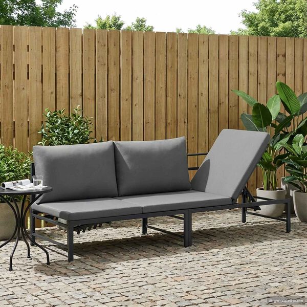 vidaXL Sonnenliege f&uuml;r 3 Personen Schwarz 200 x 62 x 59 cm Textilene