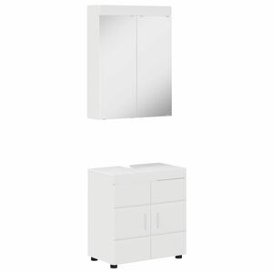vidaXL Badezimmerm&ouml;bel-Set TULUM 2 pcs Hochglanz Wei&szlig; 60 x 34 x 63 cm