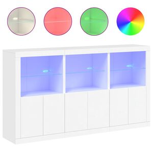vidaXL Sideboard mit LED-Leuchten Wei&szlig; 181,5x37x100 cm