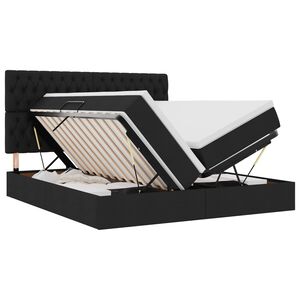 vidaXL Aufbewahrungsbett mit Kopfteil Schwarz 180 x 200 cm Stoff