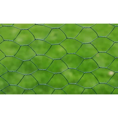 vidaXL Maschendraht Verzinkter Stahl Hexagon 1×25 m Dunkelgrün