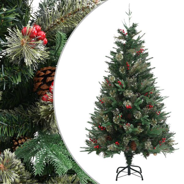 vidaXL Weihnachtsbaum mit Zapfen Gr&uuml;n 150 cm PVC & PE