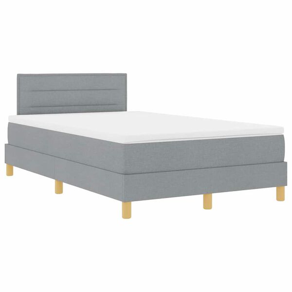 vidaXL Boxspringbett mit Matratze Hellgrau 120 x 200 cm Stoff