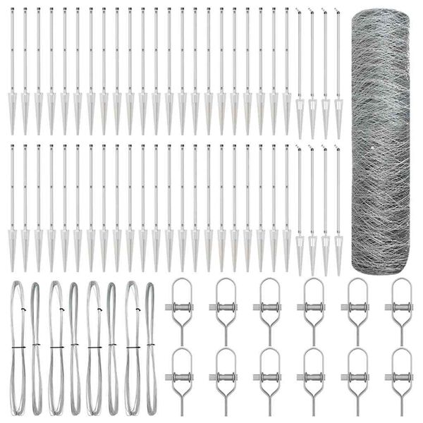 vidaXL Zaunpfosten Silber 100 x 0,5 m (36 mm Maschenweite) Stahl