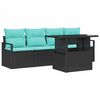 vidaXL Gartensofa-set mit Speicher 5 pcs Schwarz Poly-Rattan