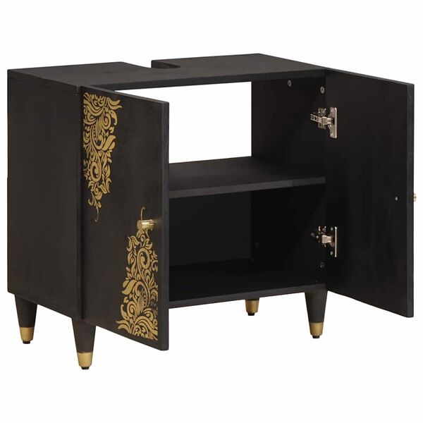 vidaXL Waschbeckenunterschrank mit Speicher Schwarz 62 x 33 x 58 cm