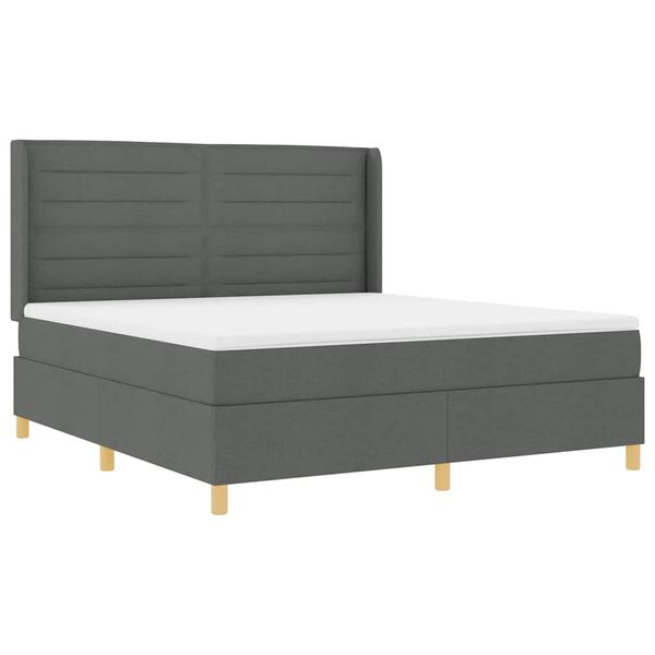 vidaXL Boxspringbett mit Matratze Dunkelgrau 180 x 200 cm Stoff