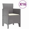 vidaXL Garten-Esszimmergarnitur mit Kissen 17 pcs Hellgrau PP