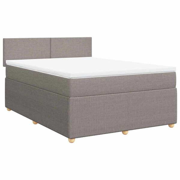 vidaXL Boxspringbett mit Matratze Taupe 140x190 cm Stoff