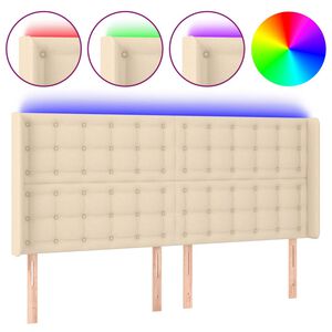 vidaXL LED Kopfteil Creme 163x16x118/128 cm Stoff
