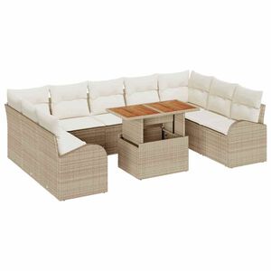 vidaXL Garten-Sofa-Set mit Speicher 10 pcs Beige Poly Rattan