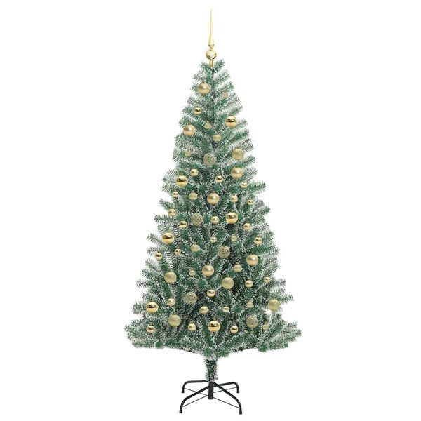 vidaXL K&uuml;nstlicher Weihnachtsbaum beschneit mit LED Licht 210 cm
