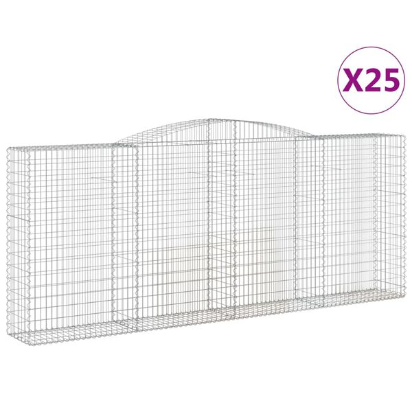 vidaXL Gabionen mit Hochbogen 25 Stk 400x50x160/180cm Verzinktes Eisen