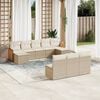 vidaXL 10-tlg. Garten-Sofagarnitur mit Kissen Beige Poly Rattan
