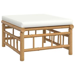 vidaXL Gartenhocker mit Cremewei&szlig;em Kissen Bambus