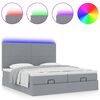 vidaXL Ottoman-Bett mit Matratzen & LEDs Hellgrau 200x200 cm Stoff