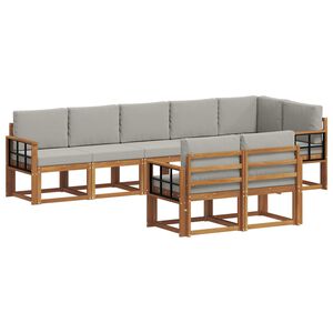 vidaXL Outdoor-Sofagarnitur mit Kissen 8 pcs Nat&uuml;rlich und Hellgrau